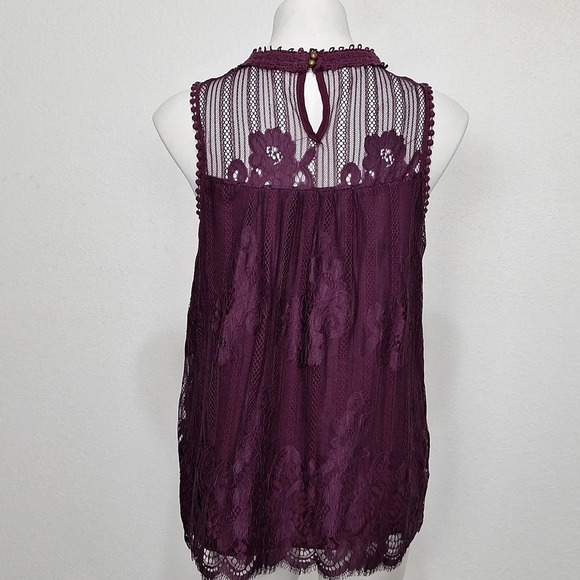 Taylor & Sage Whimsygoth Mesh Witchy Embroidered Lace Babydoll Purple Top Size L - Picture 8 of 10